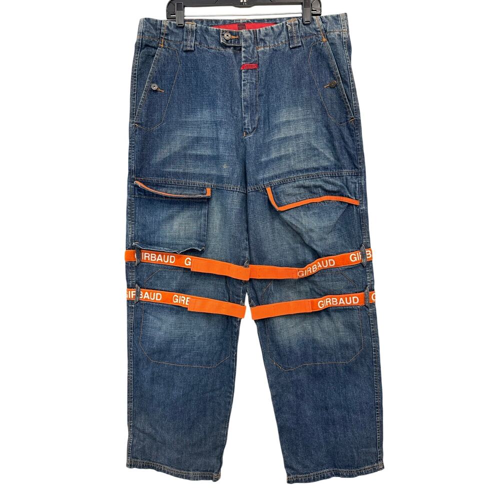 Marithe Francois Girbaud baggy Blue Jean denim shuttle pants Sz 38 GS